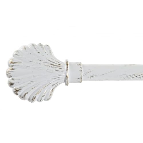 DAMDAM GO | Barra de Cortina Extensible de Metal Blanca Minimalista para Dormitorio Vintage de 120-210 cm - Concha