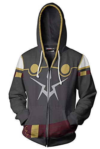 LoveCos 3D Printed Lelouch Lamperouge Hoodie Code Geass Cosplay Costume Halloween Adult Zip Up Jacket