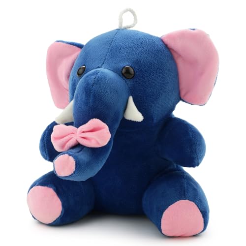 Image of Soft Dark Blue Elephant Plush Stuffed Toy with Cute Hug-Friendly for Babies, Toddlers & Children Safe, Lightweight & Easy to Clean (28 CM)