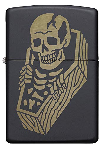 Encendedor Zippo Skeleton Coffin Black Matte miniatura 2