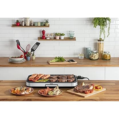 Tefal CB631D Giant Plancha Grill 12 Personen, XXL-Grillfläche, Antihaftbeschichtung, regelbarer Thermostat, ölfrei, gesundes Kochen, leicht zu reinigen, 2300 W, Edelstahl – Bild 7