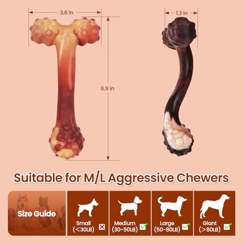 Image of WinTour Indestructible Dog Bones for Aggressive Chewers, Tough Dog Toys for Aggressive Chewers, Durable Chew Toys for Medium & Large Breed, Heavy Duty, Strong & Indestructible Bones for Super Chewers
