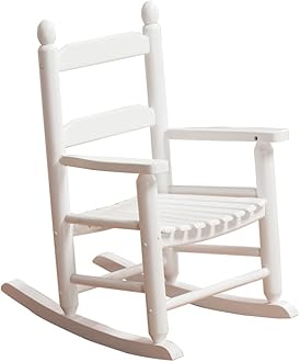 Child Rocking Chair Kids Wooden Rocker Small Baby Toddler Ages 3-6 White Comfy Furniture Outdoor Indoor Reading Room Bedroom Livingroom