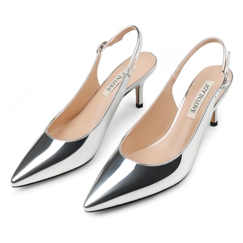 Image of JOY IN LOVE Slingback Kitten Heels for Women Closed Pointed Toe Pumps Dress Shoes