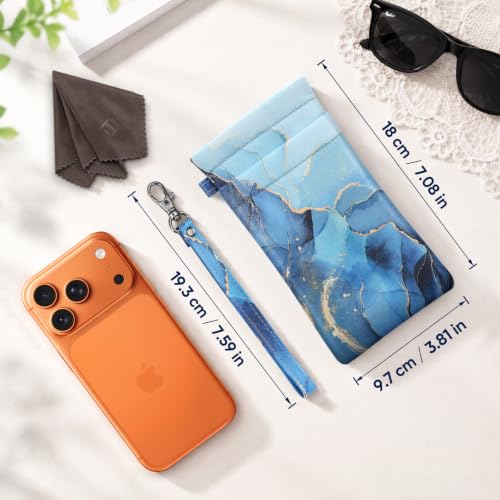 Image of FINTIE Double Eyeglasses Case with Carrying Strap, Portable Squeeze Top Microfiber Soft Glasses Case Sunglass Pouch