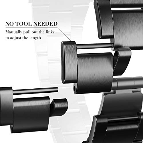 CCnutri Compatible with Apple Watch Bands 42mm 44mm, Innovative No Tool Needed Stainless Steel Replacement Straps iWatch Bracelet for Apple Watch Series 6 5 4 3 2 1 SE, Black