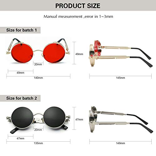 Image of PROUDDEMON Retro Gothic Steampunk Sunglasses for Women Men Round Lens Metal Frame