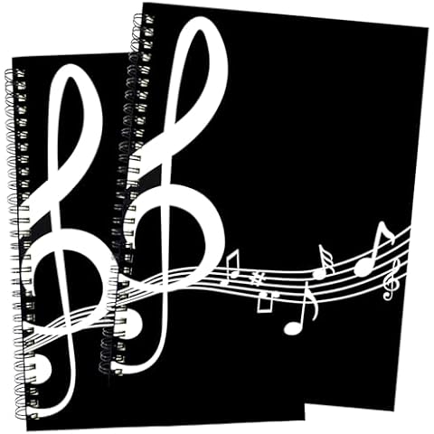 HXYCNNA 2 Pcs Music Notebook, Spiral Notebook, Music Staff Notebook, Music Manuscript Notebook, Hardback Notebook, Blank Sheet Music Notebook, Composition Books Gifts (100 Sheets/200 Pages, 26x19cm) Cover
