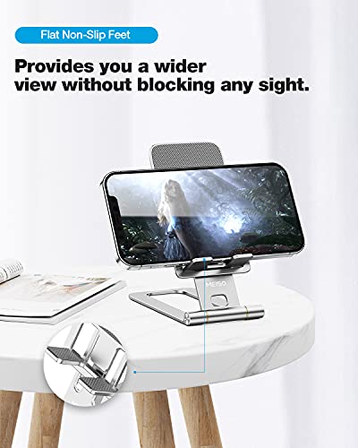 Meiso Cell Phone Stand, Fully Foldable Phone Holder For Desk, Desktop Mobile Phone Cradle Dock Compatible With Iphone, Samsung Galaxy, Ipad Mini, Tablets Up To 10” (Silver) #TOP2