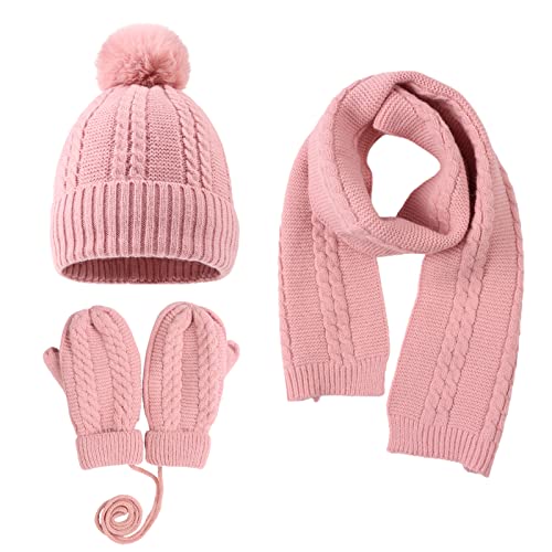 Pesaat - Gorro de invierno de punto para bebé para niños niñas niños gorro bufanda guantes...