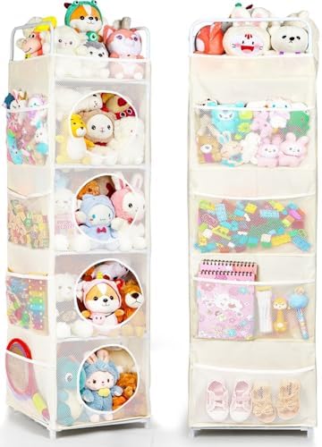 Stuffed Animal Storage, 5 Tier - 8 Side Pockets Toy Storage Organizer, 63.8