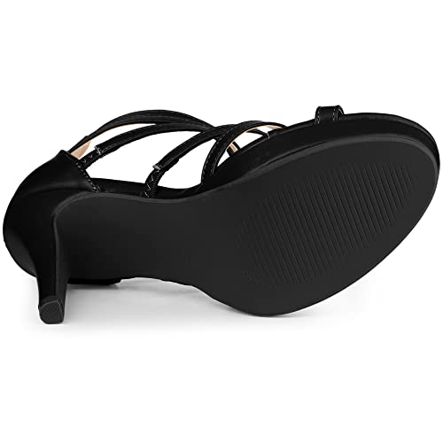 Allegra K Allegra K Women's Platform Gladiator Strappy Indianapolis Stiletto Black Heel Sandals 7.5 M US
