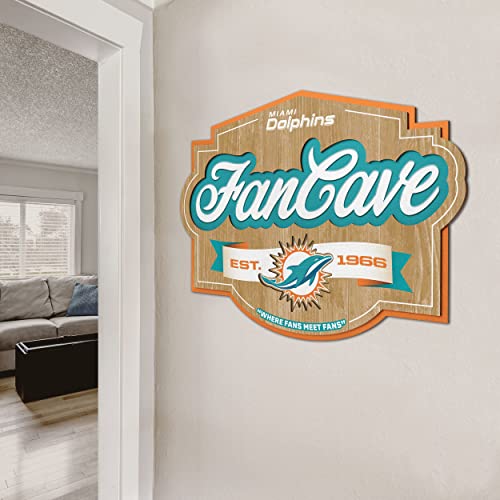 Image of YouTheFan NFL Miami Dolphins FanCave Wall Art | Ready-To-Hang, 3D Multi-Layered Construction, Floating Wall Mount Design, Great Fan Gift, Officially Licensed Artwork