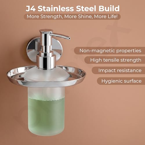 Image of Plantex J4 Stainless Steel Liquid Soap Dispenser /Shampoo Dispenser for Wash Basin /Hand Wash Dispenser Wall Mounted /Bathroom Accessories (Chrome Finish) Onix