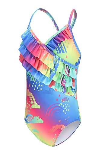 Image of Moon Tree Girls One Piece Swimsuits Ruffle Swimwear Beach Bathing Suit 2-14 Years