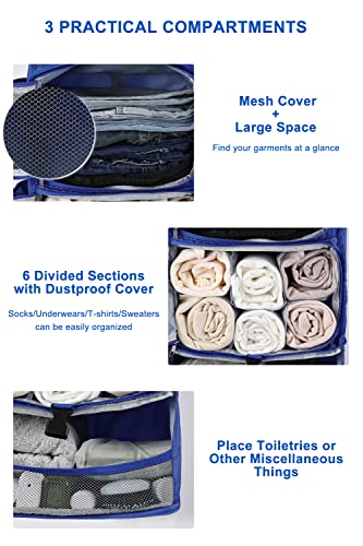 Elezay Hanging Packing Cubes Transformable Garment Closet Organizers Storage For Suitcases Carry On Luggage Compression Travel Bag With Shelves For Hotel Wardrobe Camper Accessories X-Large, Blue #TOP2