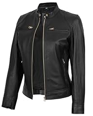 Ddge Black - Womens Golden Accessories Leather Jacket
