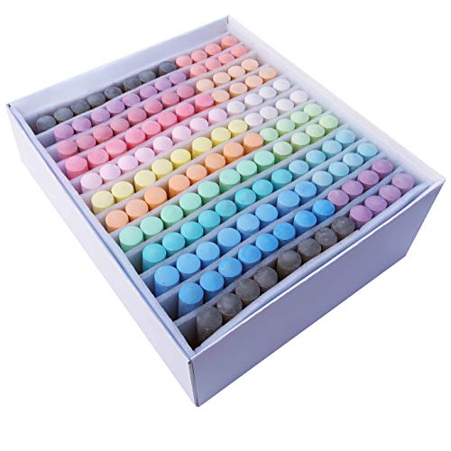 Sidewalk Chalk 18 Colors 144 Pack Jumbo Sidewalk Chalk Bulk, Non-toxic, Washable, Extensive Chalk Collection, Outdoor Chalk Play for Kids and Adults