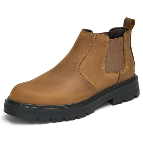 Image of Holy dove Men's Wide Toe Box Platform Chelsea Boots Slip-On Casual Ankle Dress Boot