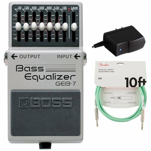 BOSS/GEB-7 Bass Equalizer ベースイコライザー 純正アダプターPSA-100S2+ケーブル(Surf Green/3m) 同時購入セット