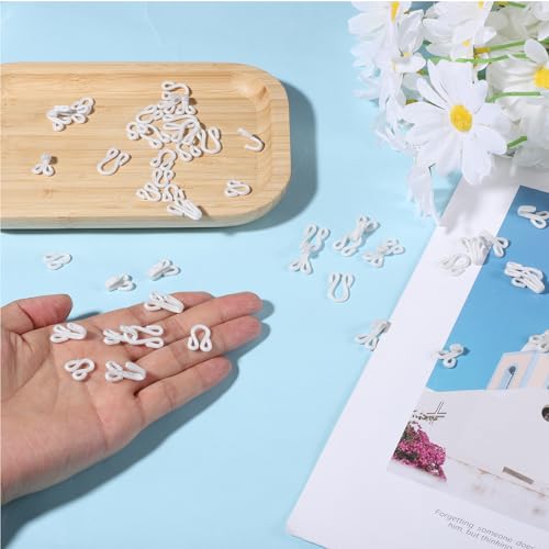 30 Pairs Hook and Eye Sewing, Sewing Hook, Snaps Kit, Fabric Fur Hooks Fasteners Press Closures Covered for Crafts DIY Clothing Bra Thick Leather Deep Pile Fabrics Fur Coats Wraps and Jackets White