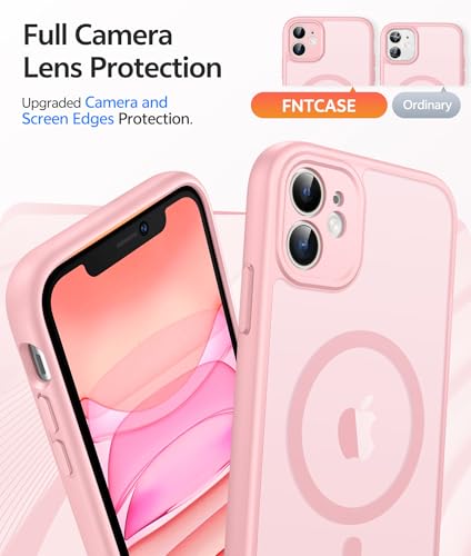 Image of FNTCASE for iPhone 11 Case: [Compatible with Magsafe] Translucent Matte Magnetic Cases [Full Camera Protection] Military Grade Shockproof Protective Phone Cover - Light Pink