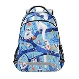 EtherSpher Mochila infantil con diseño de dibujos animados Sifaka Dark Blue2 para niñas con clip en el pecho, mochilas para libros para adolescentes y niños