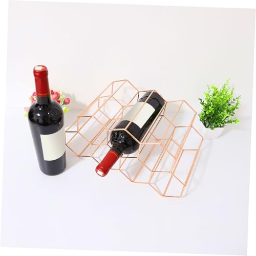 Soporte para 7 botellas de vino de metal color oro rosa miniatura 3