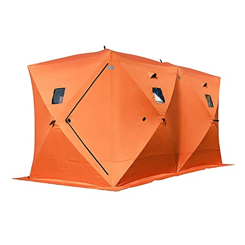 Scycgwj Ice Fishing Tent Shelter Shanty Pop-Up 5-8 Person 300D Oxford Fabric Waterproof Windproof For Winter Fishing Camping Hiking #TOP6