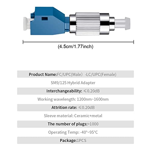 Image of Moocci 20 Pcs Visual Fault Locator Fiber Adapter, Fiber Optic Connector, Single Mode 9 /125um FC Male to LC Female Hybrid Optical Fiber Convertor Adapter Compatible with Optical Power Meter Cable