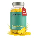 Attentiv® Vitamin C Gummies for Focus – ADHD Supplement for Kids 3+ | Supports Focus, Brain Function & Gut Health with Probiotics | Vegan Pineapple Flavor, Calm Gummies (60 Count)