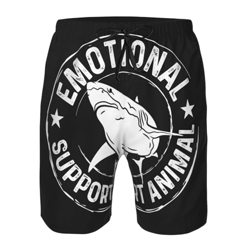 Emotional-Support Animal Funny Shark Do Not Pet Men's Beach Shorts Swim Trunks