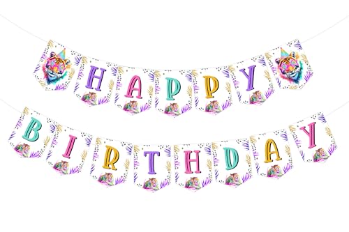 Tiger Happy Birthday Banner for Kids Adults Birthday Party Supplies