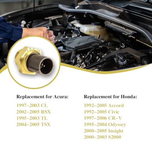 Rebvugr Radiator Coolant Fan Switch, Water Temperature Sensor, 37760-P00-003 37760-P00-004 Engine Temp Sensor, Engine Coolant Temperature Sensor Compatible with Honda Civic CR-V Element Acura MDX TSX - Thumbnail 6