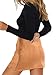 LYANER Women's Faux Suede High Waist Zipper A-Line Bodycon Short Mini Skirt Plain Camel X-Large