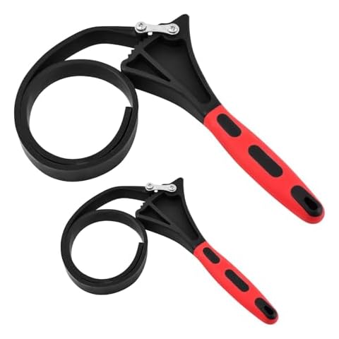 2 pcs Rubber Strap Wrench Set (6 inch+8 inch), Adjustable Wrench Oil Filter Pipe Jar Opener for Home Kitchen Plumbing Workshops Use, Water Filter Plumbing Sink Wrench Faucet Tool (COLOR:Red Black) Cover