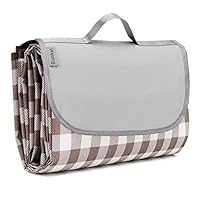 LRUUIDDE Extra Large Picnic Blanket Beach Blankets, Outdoor Foldable Waterproof Sand Mat for Beach Camping Hiking Travel Family Concerts Grass Park Music Festival Lawn Mats (Brown, 80x60inch)