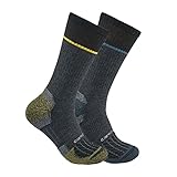 Carhartt Men's Force Midweight Steel Toe Crew Sock 2 Pack, Assorted, X-Large