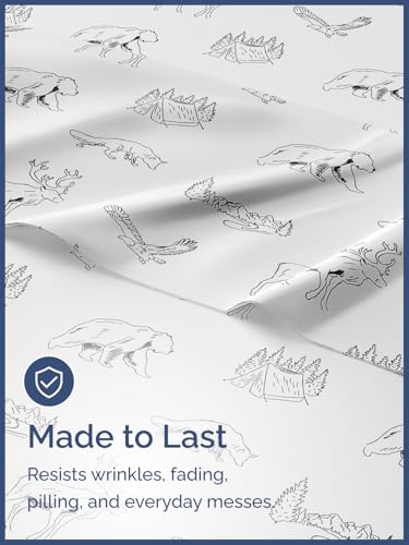 Image of Kids Queen Size Forest Bed Sheets - 4 Piece Kids Forest Sheet Set | Forest Themed Bedding, Ultra-Soft, Cute & Cozy, Breathable & Machine Washable, Kids Bed Set for Boys, Girls, Teens & Toddlers