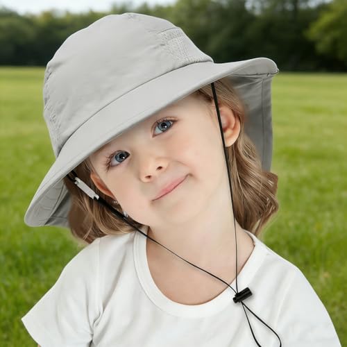 Malaxlx Chapeau De Soleil Bébé Gris avec Protection Nuque UPF 50+ Large Bord Respirant pour 6–24 Mois – vue 2