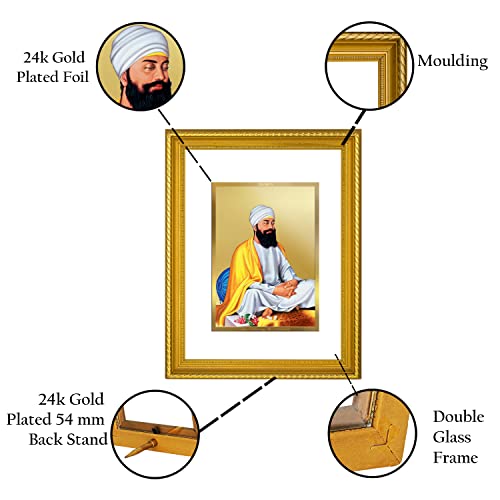 Image of Diviniti Guru Tegh Bahadur Ji Gold Plated Wall Photo Frame, Table Decor| DG Frame 056 Size 3 and 24K Gold Plated Foil| Religious Photo Frame Idol, Gifts Items (32.5 CM X 25.5 CM)