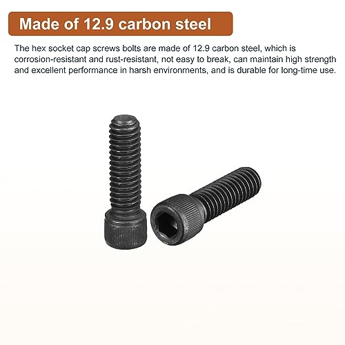 DTGN 5/16-18x1" Socket Head Cap Screws Bolts, 20Pcs 12.9 Grade Alloy Steel, Machine Hex Socket Screw, Hex Drive - Image 3