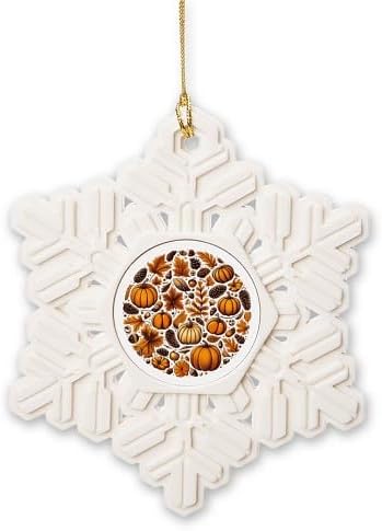 CafePress Thanksgiving Dinner Fall Home Decor Pattern Snowflake Ornament, 3.5"x3.5"