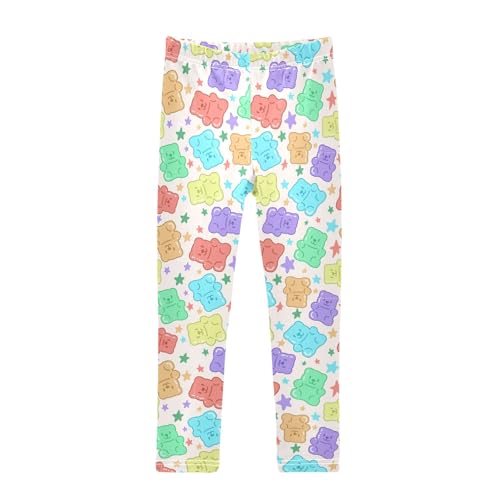 Colorful Cute Gummy Bears Girls Leggings Soft Comfortable Athletic Leggings Dancing Pants for 4-10 Years