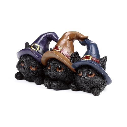Puckator Witches Black Cat Trio in Witches Hats, Ornaments For The Living Room Home, Gothic Witch Gifts - Image 2
