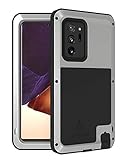 LOVE MEI for Samsung Galaxy Note 20 Ultra Case,Heavy Duty Outdoor Shockproof Dustproof Hybrid Aluminum Metal Robust Military Bumper Protective Case for Samsung Galaxy Note 20 Ultra (6.9 inch) (Silver)