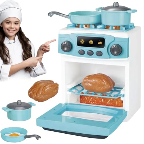 BAKAJI Cucina con Forno Giocattolo per Bambini, Cucinino con Fornelli e Accessori Giocattoli, Fornello con Luci e Suoni Realistici, Padelle e Cibo, Giochi Imitazione per Sviluppo Fantasia, Idea Regalo