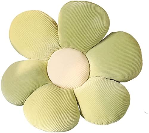 Tiowo Cute Flower Floor Pillow Indie Room Decor Cotton Throw Pillow Petal Cushion for Sofa Car Chair Cuddly Flower Plush Toys Stuffed Pillow (40cm/15inch,Beige + Green Core)