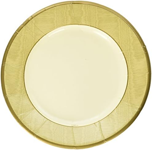 Caspari Paper Moire Dinner Plates, Pack of 8, Gold, 972DP