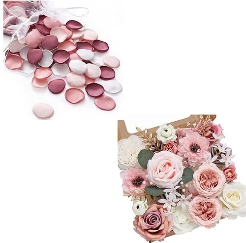 Serwalin 300Pcs Silk Rose Petals And Pink Flower Box #TOP28
